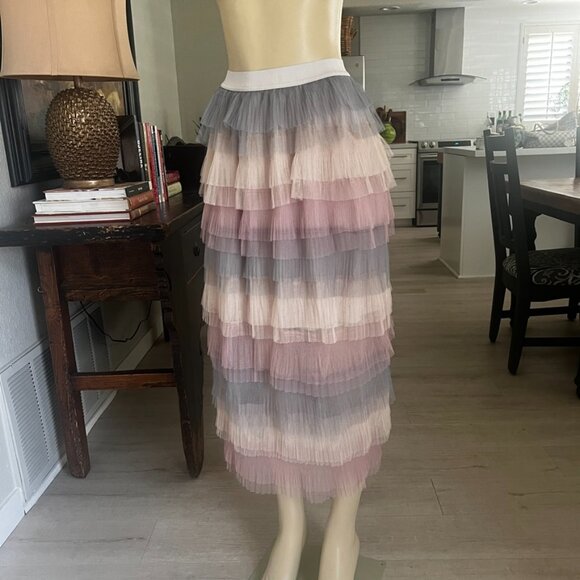 ALLISON New York: Multi Color / Multi Layer / Lined  / midi length TULLE SKIRT - Picture 1 of 10